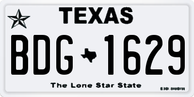 TX license plate BDG1629