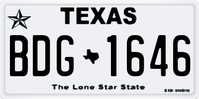 TX license plate BDG1646