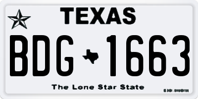 TX license plate BDG1663