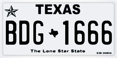 TX license plate BDG1666