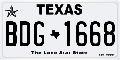 TX license plate BDG1668