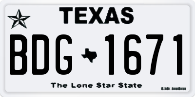 TX license plate BDG1671