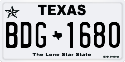 TX license plate BDG1680