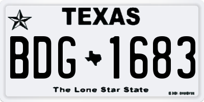 TX license plate BDG1683