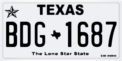 TX license plate BDG1687