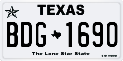TX license plate BDG1690