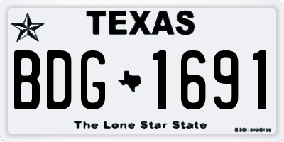 TX license plate BDG1691