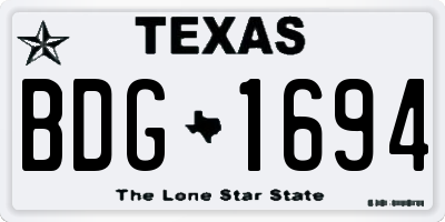 TX license plate BDG1694