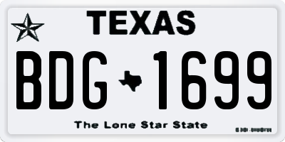 TX license plate BDG1699