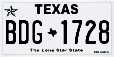 TX license plate BDG1728