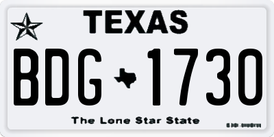 TX license plate BDG1730