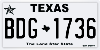 TX license plate BDG1736