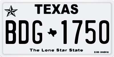 TX license plate BDG1750