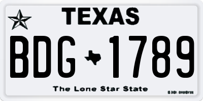 TX license plate BDG1789
