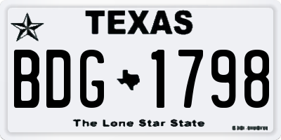 TX license plate BDG1798