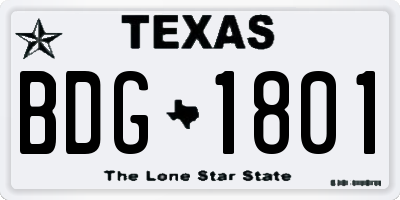 TX license plate BDG1801