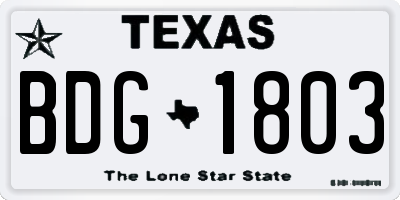 TX license plate BDG1803