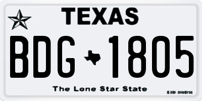 TX license plate BDG1805