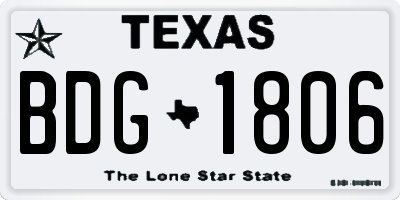 TX license plate BDG1806
