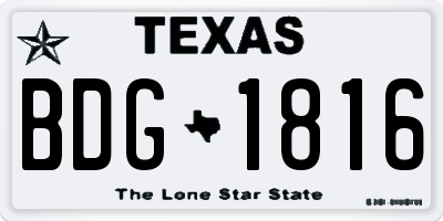TX license plate BDG1816