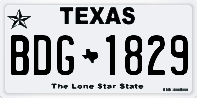 TX license plate BDG1829