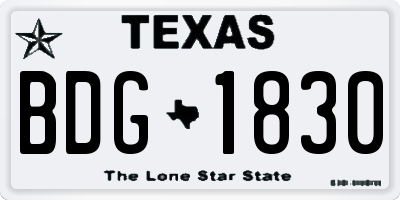 TX license plate BDG1830