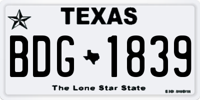 TX license plate BDG1839