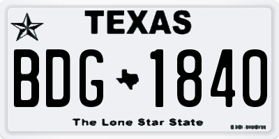TX license plate BDG1840