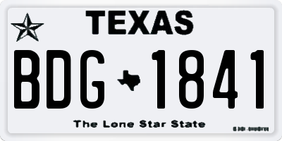 TX license plate BDG1841