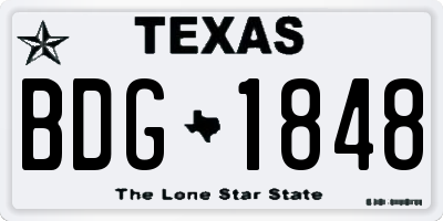 TX license plate BDG1848