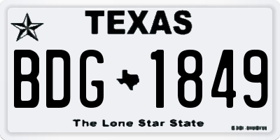 TX license plate BDG1849