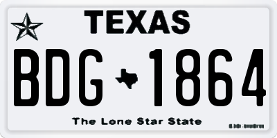 TX license plate BDG1864