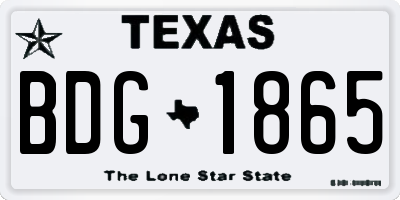 TX license plate BDG1865