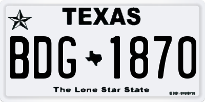 TX license plate BDG1870