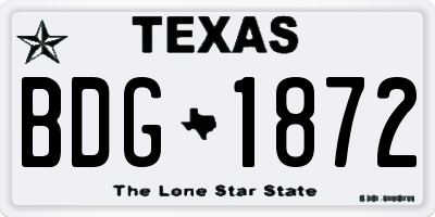 TX license plate BDG1872