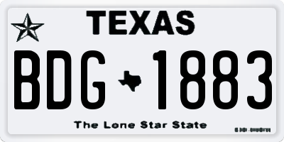 TX license plate BDG1883