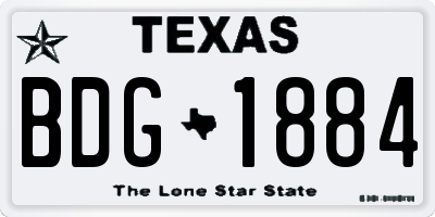 TX license plate BDG1884