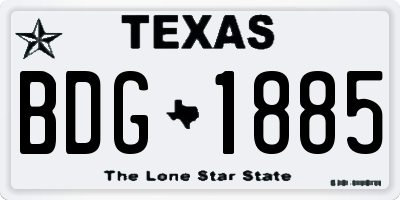 TX license plate BDG1885