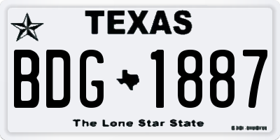 TX license plate BDG1887