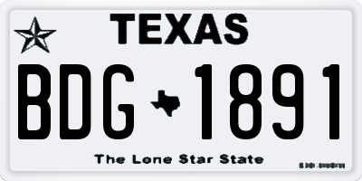 TX license plate BDG1891