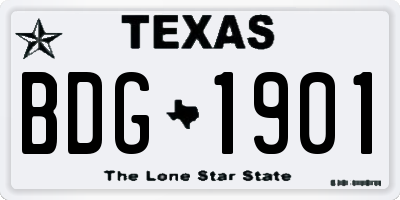 TX license plate BDG1901