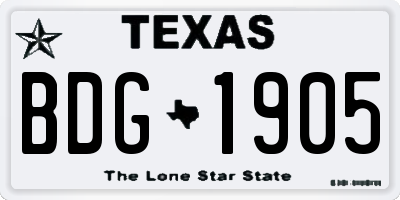 TX license plate BDG1905