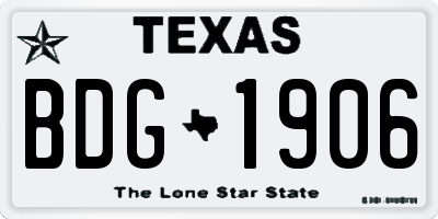 TX license plate BDG1906