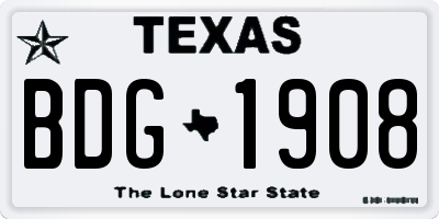 TX license plate BDG1908
