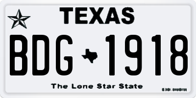 TX license plate BDG1918