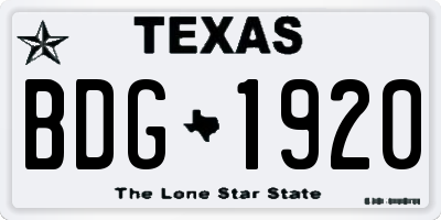 TX license plate BDG1920