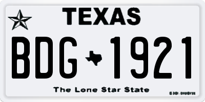 TX license plate BDG1921