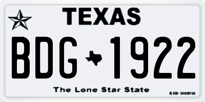 TX license plate BDG1922