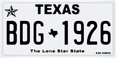 TX license plate BDG1926