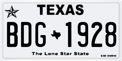 TX license plate BDG1928